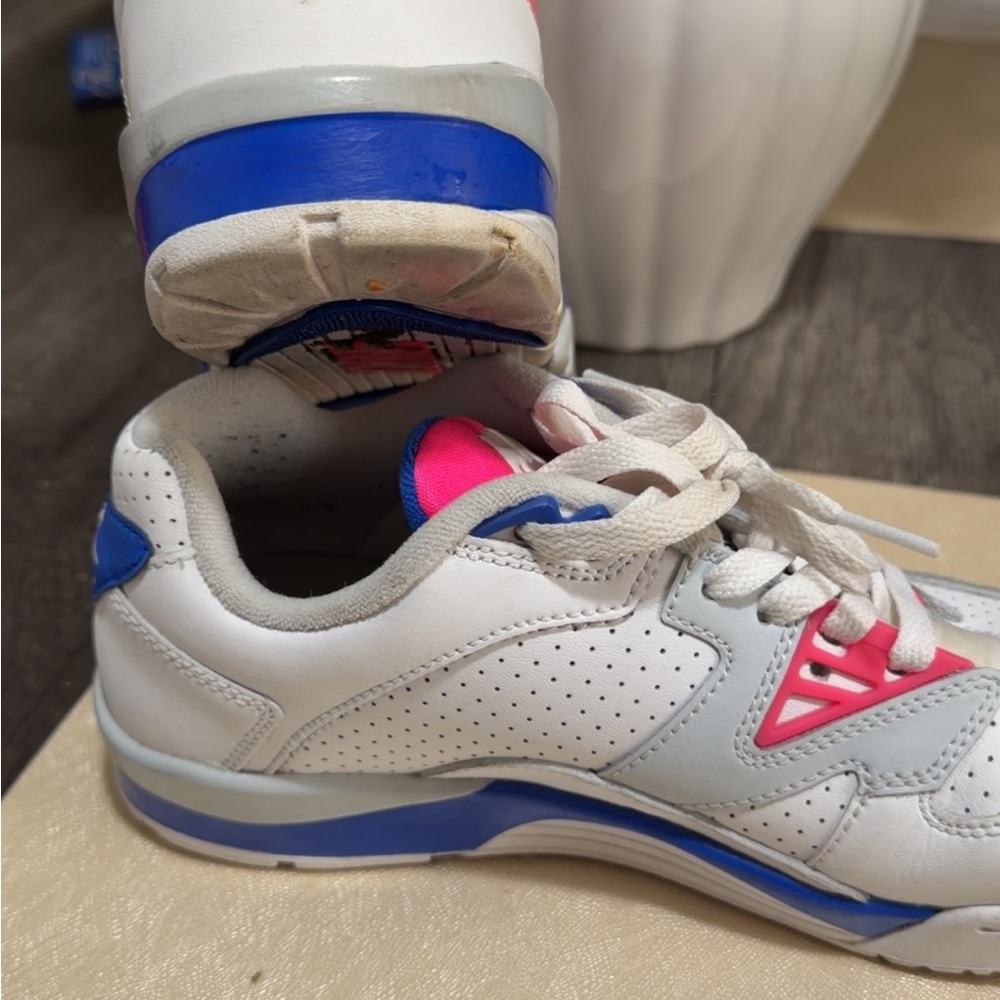 Nike White Sneakers with Blue and Pink Accents